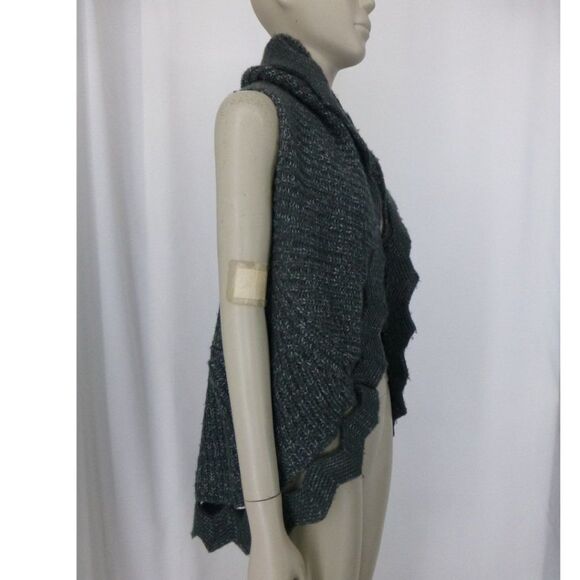 Adore Wool-Blend Black Sleeveless Crocket/Knitted Style Cardigan - Picture 8 of 11